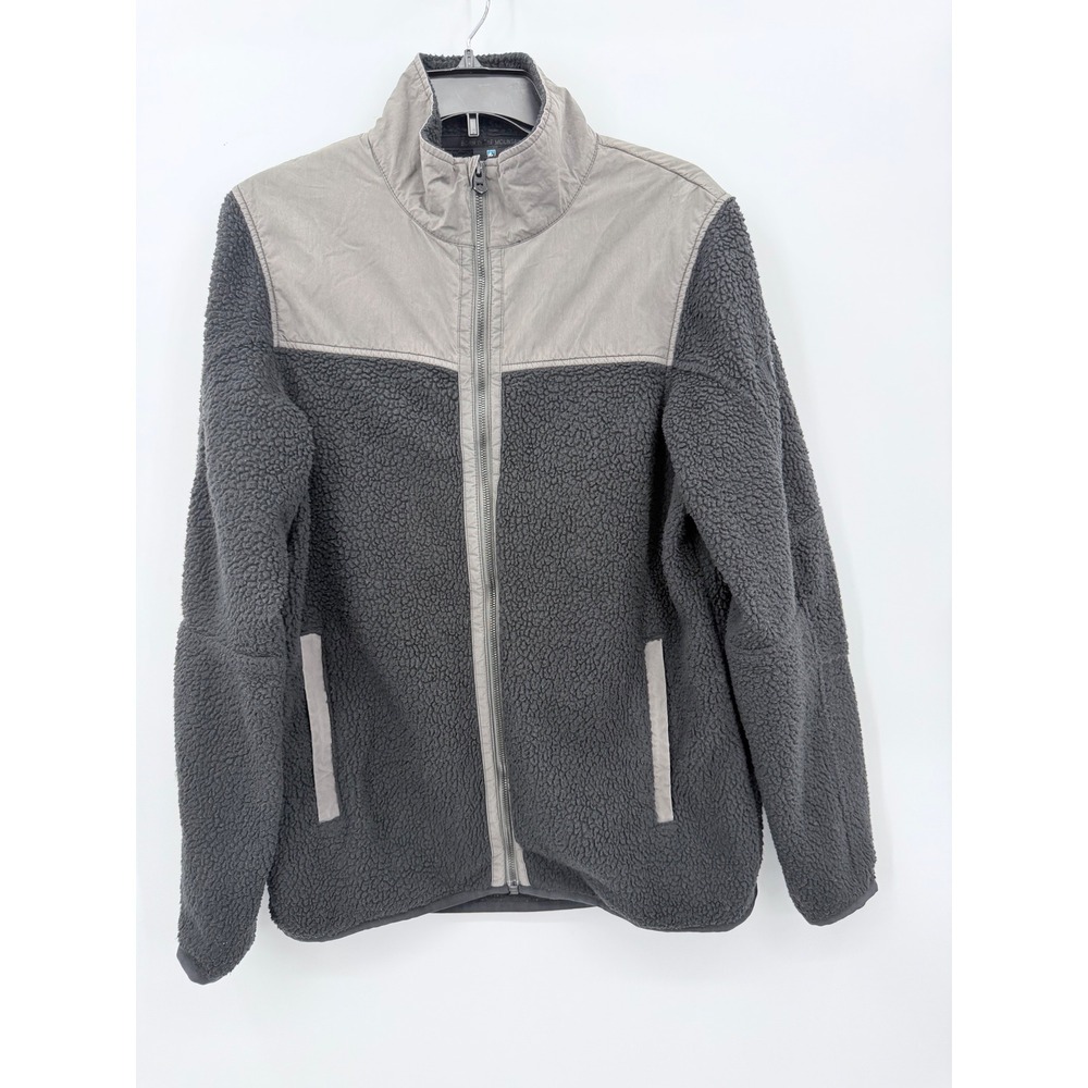 KUHL Konfluence Fleece Jacket Mens M Gray Full Zip Sherpa Mock Neck logo